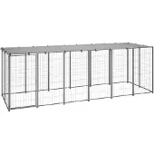 vidaXL Hondenkennel 330x110x110 cm staal zilverkleurig