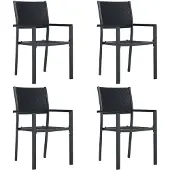 vidaXL Tuinstoelen, 4 stuks, zwart, kunststof, met een rotanlook