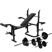 vidaXL Gewichtenbank met gewichtenrek en halterset 30,5 kg