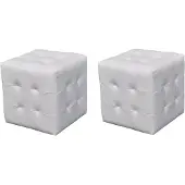 vidaXL Hocker 30 x 30 cm wit (2 stuks) online kopen