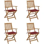 vidaXL Tuinstoelen 4 st inklapbaar met kussens massief acaciahout