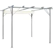 vidaXL Pergola avec toit rétractable Blanc crème 3 x 3 m Acier