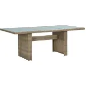 vidaXL Tuintafel 200x100x74 cm glas en poly rattan bruin
