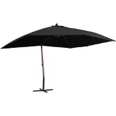 vidaXL Zweefparasol met houten paal 400x300 cm zwart