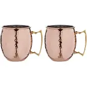 Cosy & Trendy 2x Koperen Moscow Mule beker/glas met handvat 450 ml - Cocktailglazen