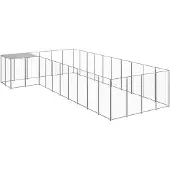 vidaXL Hondenkennel 13,31 m² staal zilverkleurig