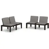vidaXL Loungebanken 2 st met kussens kunststof grijs