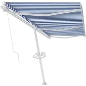 vidaXL Luifel vrijstaand handmatig uittrekbaar 600x300 cm blauw en wit
