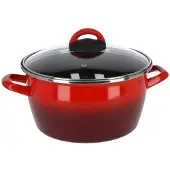 Blokker Rvs Rode Kookpan/pan Met Glazen Deksel 24 Cm 10 Liter - Kookpannen