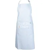 Clayre & Eef Keukenschort 70x85 cm Blauw Wit Katoen Bloemen BBQ Schort Blauw BBQ Schort