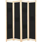 vidaXL Kamerscherm met 4 panelen 160x170x4 cm stof zwart
