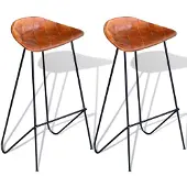 vidaXL Barstoelen 2 st echt leer zwart en bruin