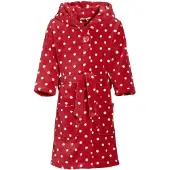 Playshoes fleece badjas Dots met stip dessin rood/wit Stip - maat 110/116
