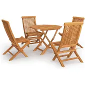 vidaXL 5-delige Tuinset massief teakhout