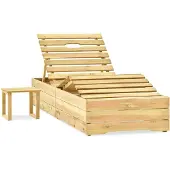 vidaXL Ligbed met tafel groen geïmpregneerd grenenhout