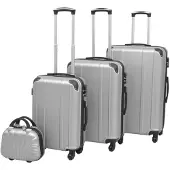 vidaXL Harde rolkoffer set zilver 4-dlg