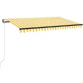 vidaXL Luifel automatisch met LED en windsensor 450x350 cm geel wit
