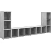 vidaXL TV-kastjes, 4 stuks, betonkleur, 107x35x37 cm, houtvezelplaat