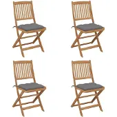 vidaXL Tuinstoelen 4 st inklapbaar met kussens massief acaciahout