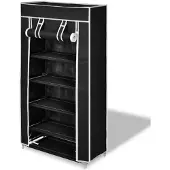 vidaXL Stoffen schoenenrek met hoes 58 x 28 x 106 cm zwart online kopen