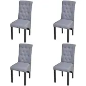 vidaXL Eetkamerstoelen gecapitonneerd stof donkergrijs 4 st online kopen