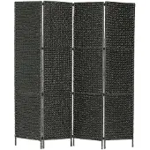 vidaXL Kamerscherm met 4 panelen 154x160 cm waterhyacint zwart