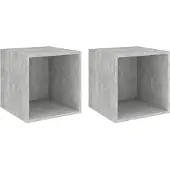 vidaXL Wandkasten 2 st 37x37x37 cm bewerkt hout betongrijs