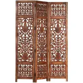 vidaXL Kamerscherm 3 panelen handgesneden 120x165 cm mangohout bruin