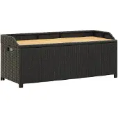 vidaXL Tuinopbergbank 120 cm poly rattan zwart