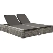 vidaXL Ligbed tweepersoons poly rattan grijs