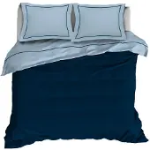 De Witte Lietaer Dekbedovertrek Bumblebee Ice Blue Marine Ink Percal-200 x 200 / 220 cm | 2-Persoons