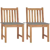 vidaXL Tuinstoelen, 2 stuks met kussens, massief teakhout