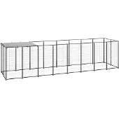 vidaXL Hondenkennel 4,84 m² staal zwart
