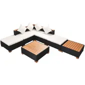 vidaXL Loungeset poly rattan HKC blad zwart 16-delig online kopen