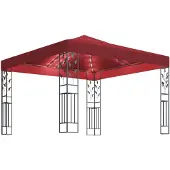 vidaXL Prieel met LED-lichtslinger 3x3 m wijnrood