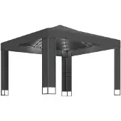 vidaXL Prieel met dubbel dak en LED-lichtslinger 3x3 m antracietkleur