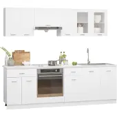 vidaXL Keukenunit Lyon, 8-delig, wit, van houtvezel