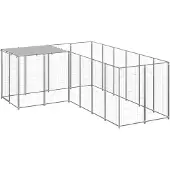 vidaXL Hondenkennel 4,84 m² staal zilverkleurig