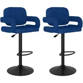 vidaXL Barkrukken 2 st stof blauw