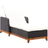 vidaXL Ligbed poly rattan en massief acaciahout zwart