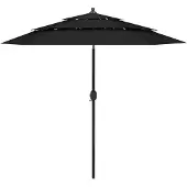 vidaXL Parasol 3-laags met aluminium paal 2,5 m zwart