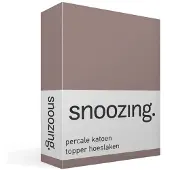 Snoozing - Topper - Hoeslaken - 150x200 Cm - Percale Katoen - Taupe