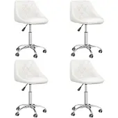 vidaXL Eetkamerstoelen draaibaar 4 st kunstleer wit