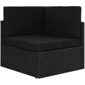 vidaXL Hoekbank sectioneel poly rattan zwart