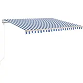 vidaXL Luifel automatisch uittrekbaar 450x350 cm blauw en wit