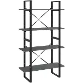 vidaXL Boekenkast met 4 schappen 80x30x140 cm massief grenenhout grijs