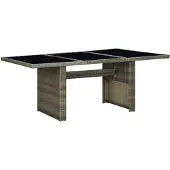 vidaXL Tuintafel poly rattan en gehard glas bruin