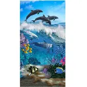 Good Morning Kinder Strandlaken Velours Andre 75x150cm - blue