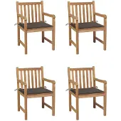 vidaXL Tuinstoelen 4 st met taupe kussens massief teakhout