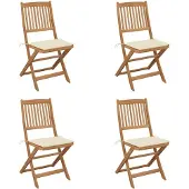 vidaXL Tuinstoelen 4 st inklapbaar met kussens massief acaciahout